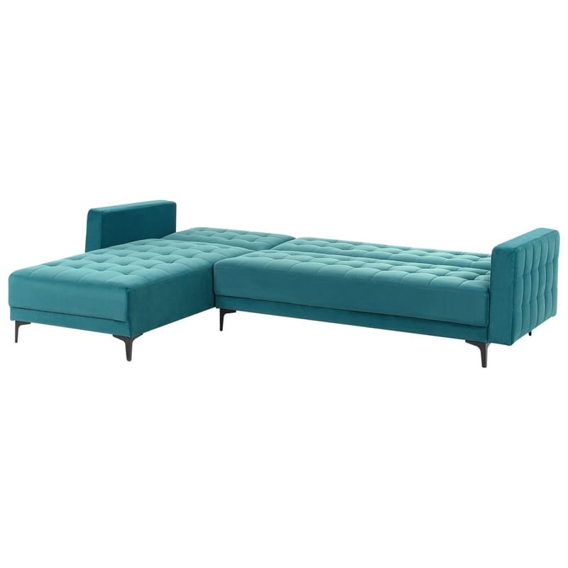 4-sits Hörnsoffa Aberdeen - Havsblå, Svart/Högervänd/Sammet - Möbler - Soffa - Bäddsoffa - Hörnbäddsoffa