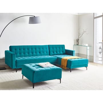 4-sits Hörnsoffa Aberdeen - Havsblå, Svart/Vänstervänd/Sammet - Möbler - Soffa - Bäddsoffa - Hörnbäddsoffa