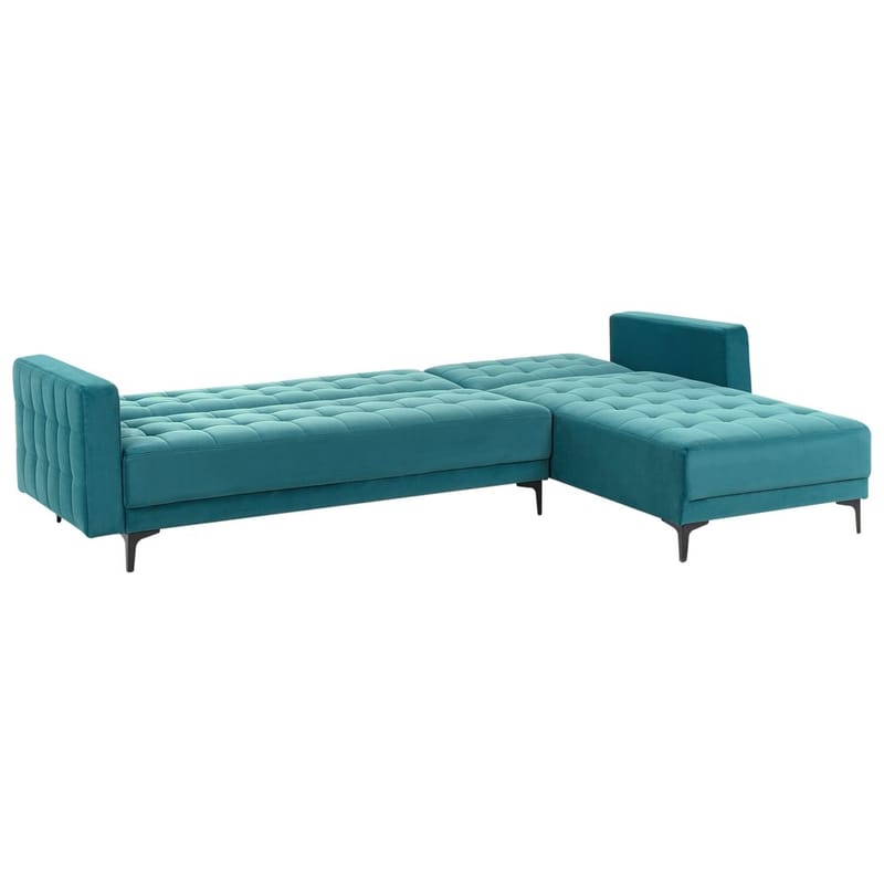 4-sits Hörnsoffa Aberdeen - Havsblå, Svart/Vänstervänd/Sammet - Möbler - Soffa - Bäddsoffa - Hörnbäddsoffa