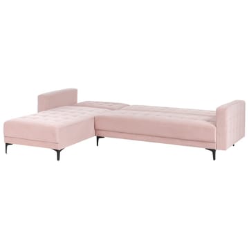 4-sits Hörnsoffa Aberdeen - Pastellrosa, Svart/Högervänd/Sammet - Möbler - Soffa - Bäddsoffa - Hörnbäddsoffa