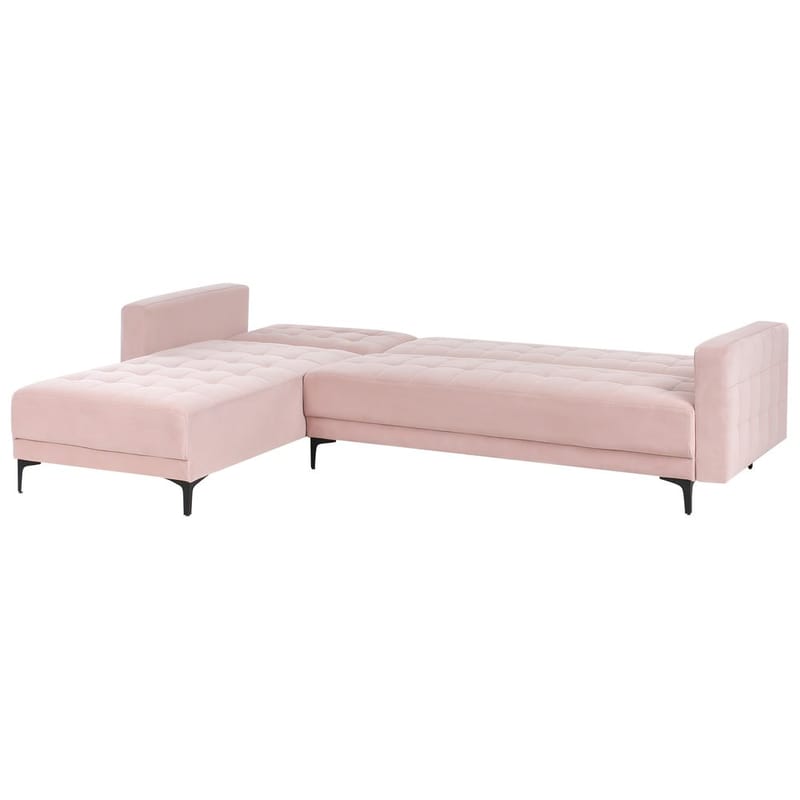 4-sits Hörnsoffa Aberdeen - Pastellrosa, Svart/Högervänd/Sammet - Möbler - Soffa - Bäddsoffa - Hörnbäddsoffa