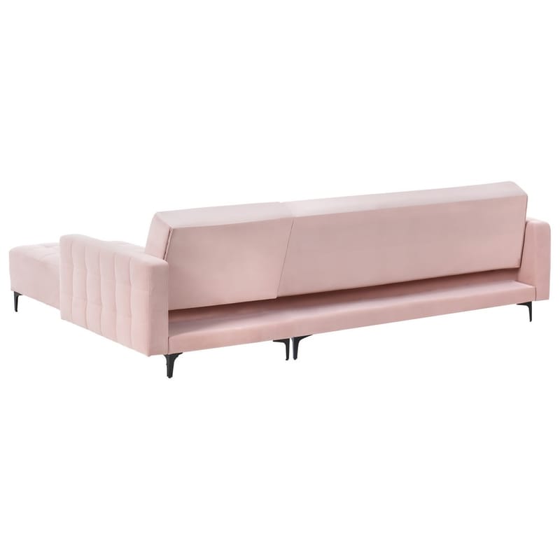 4-sits Hörnsoffa Aberdeen - Pastellrosa, Svart/Vänstervänd/Sammet - Möbler - Soffa - Bäddsoffa - Hörnbäddsoffa