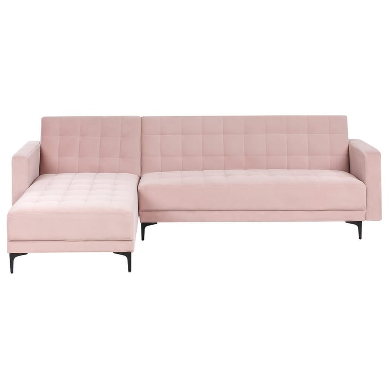 4-sits Hörnsoffa Aberdeen - Pastellrosa, Svart/Högervänd/Sammet - Möbler - Soffa - Bäddsoffa - Hörnbäddsoffa