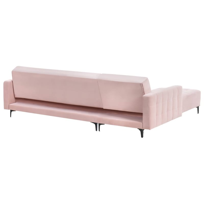 4-sits Hörnsoffa Aberdeen - Pastellrosa, Svart/Högervänd/Sammet - Möbler - Soffa - Bäddsoffa - Hörnbäddsoffa