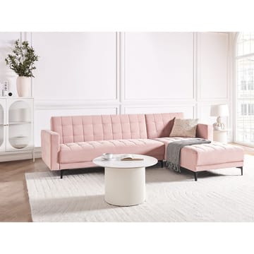 4-sits Hörnsoffa Aberdeen - Pastellrosa, Svart/Vänstervänd/Sammet - Möbler - Soffa - Bäddsoffa - Hörnbäddsoffa