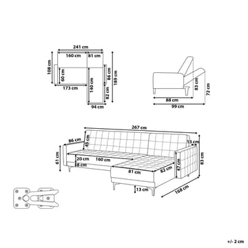 4-sits Modulär soffa Aberdeen - Ljusgrå, svart/Högervänd/Sammet - Möbler - Soffa - Modulsoffa - Komplett modulsoffa