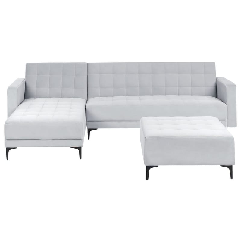 4-sits Modulär soffa Aberdeen, Ljusgrå, svart/Högervänd/Sammet