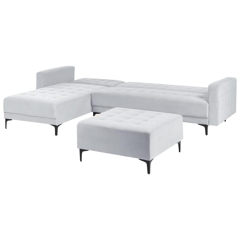 4-sits Modulär soffa Aberdeen - Ljusgrå, svart/Högervänd/Sammet - Möbler - Soffa - Modulsoffa - Komplett modulsoffa