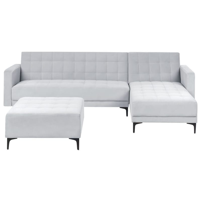 4-sits Modulär soffa Aberdeen - Ljusgrå, svart/Vänstervänd/Sammet - Möbler - Soffa - Modulsoffa - Komplett modulsoffa