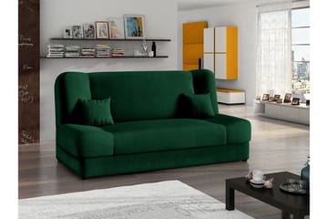 Abron 3-sits Fällbar Bäddsoffa med Förvaring i Sammet - Grön - Möbler - Soffa - Bäddsoffa - 3 sits bäddsoffa