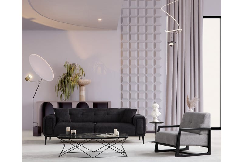 Adelphe Bäddsoffa 4-sits - Svart - Möbler - Soffa - Bäddsoffa - 4 sits bäddsoffa