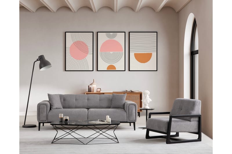 Adelphe Rektangulär Bäddsoffa 88x178 cm i Tyg - Grå - Möbler - Soffa - Bäddsoffa - 4 sits bäddsoffa