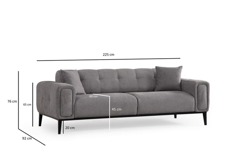 Adelphe Rektangulär Bäddsoffa 88x178 cm i Tyg - Grå - Möbler - Soffa - Bäddsoffa - 4 sits bäddsoffa