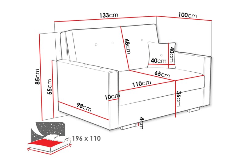 Ajiz Bäddsoffa 2-sits i Bouclé - Rosa - Möbler - Soffa - Bäddsoffa - 2 sits bäddsoffa