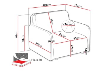 Ajmeri 2-sits Bäddsoffa 80x196 cm med Förvaring i Bouclé - Grön - Möbler - Soffa - Bäddsoffa - 2 sits bäddsoffa