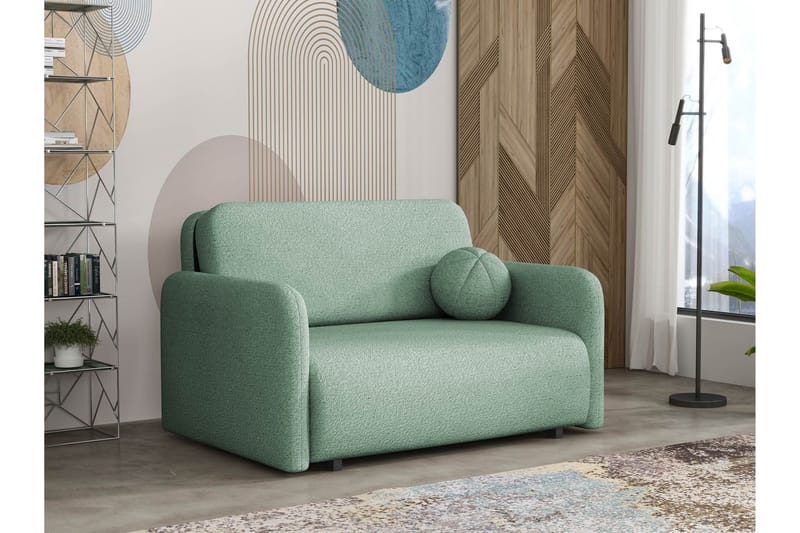 Ajmeri 2-sits Rektangulär Bäddsoffa med Förvaring i Bouclé, Grön