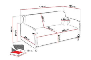 Ajmeri 3-sits Bäddsoffa 150x196 cm med Förvaring i Bouclé - Grön - Möbler - Soffa - Bäddsoffa - 3 sits bäddsoffa