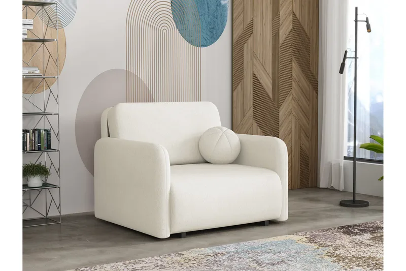 Ajmeri Bäddsoffa 2-sits i Plysch - Beige - Möbler - Soffa - Bäddsoffa - 2 sits bäddsoffa