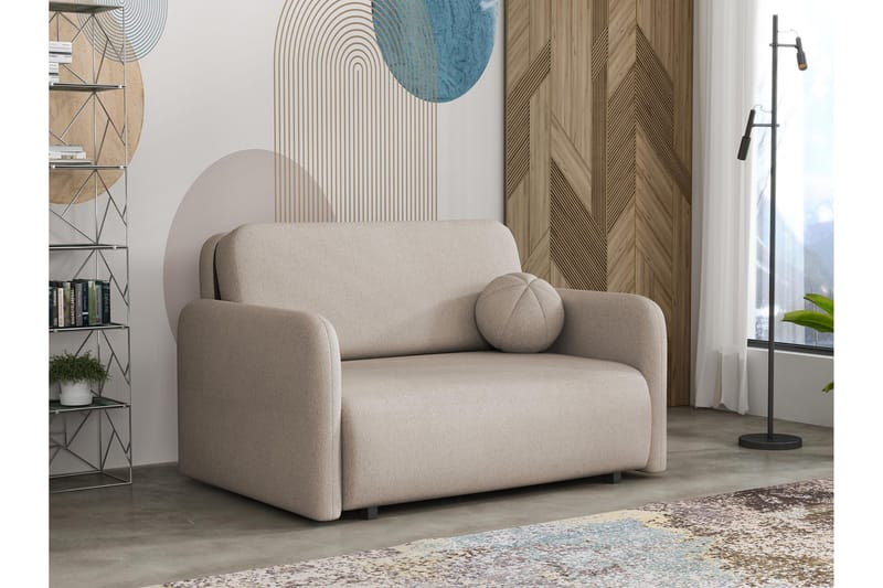 Ajmeri Bäddsoffa 2-sits i Plysch - Beige - Möbler - Soffa - Bäddsoffa - 2 sits bäddsoffa