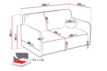 Ajmeri Bäddsoffa 3-sits i Bouclé - Grå - Möbler - Soffa - Bäddsoffa - 3 sits bäddsoffa