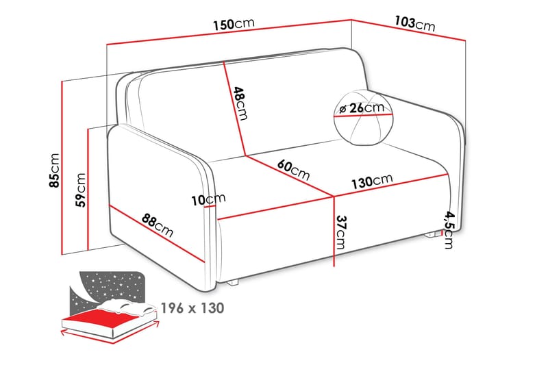 Ajmeri Bäddsoffa 3-sits i Bouclé - Grå - Möbler - Soffa - Bäddsoffa - 3 sits bäddsoffa