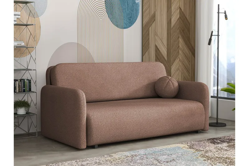 Ajmeri Bäddsoffa 3-sits i Bouclé - Rosa - Möbler - Soffa - Bäddsoffa - 3 sits bäddsoffa