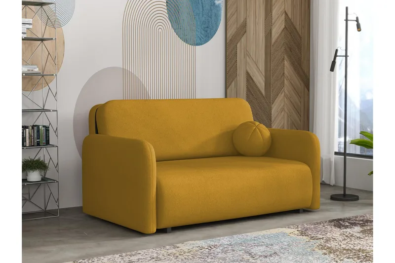 Ajmeri Bäddsoffa 3-sits i Plysch, Gul