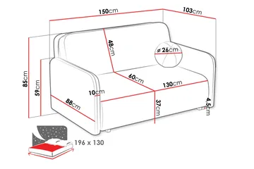 Ajmeri Bäddsoffa 3-sits i Plysch - Gul - Möbler - Soffa - Bäddsoffa - 3 sits bäddsoffa