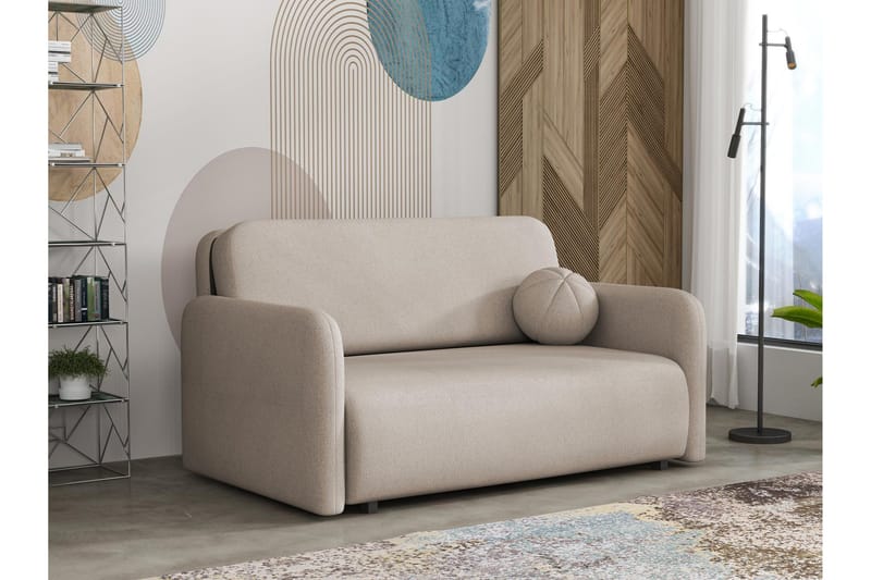 Ajmeri Bäddsoffa 3-sits i Plysch - Beige - Möbler - Soffa - Bäddsoffa - 3 sits bäddsoffa