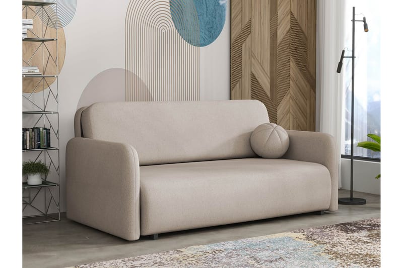 Ajmeri Bäddsoffa 3-sits i Plysch - Beige - Möbler - Soffa - Bäddsoffa - 3 sits bäddsoffa