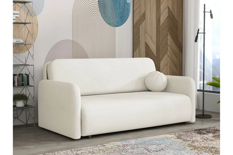 Ajmeri Bäddsoffa 3-sits i Plysch - Beige - Möbler - Soffa - Bäddsoffa - 3 sits bäddsoffa