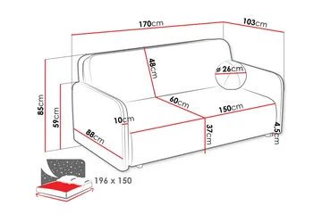 Ajmeri Bäddsoffa 3-sits i Plysch - Gul - Möbler - Soffa - Bäddsoffa - 3 sits bäddsoffa