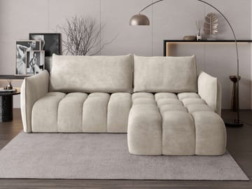 Aldvian 3-sits Bäddsoffa med divan - beige - Möbler - Soffa - Bäddsoffa - Hörnbäddsoffa