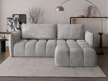 Aldvian 3-sits Bäddsoffa med divan - grå - Möbler - Soffa - Bäddsoffa - Hörnbäddsoffa