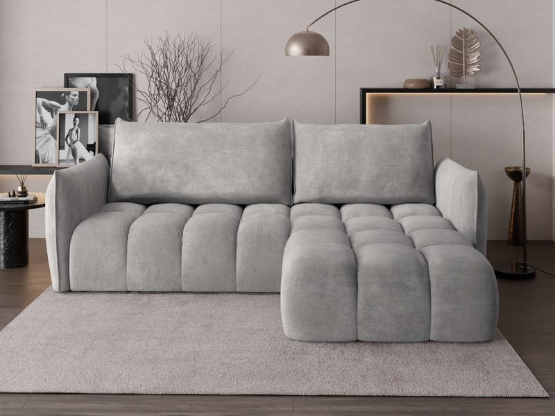 Aldvian 3-sits Bäddsoffa med divan - grå - Möbler - Soffa - Bäddsoffa - Hörnbäddsoffa