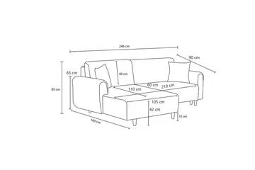 Alfie 4-sits Bäddsoffa med Divan - Antracit - Möbler - Soffa - Bäddsoffa - Bäddsoffa divan