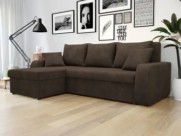 Alvared 3-sits Bäddsoffa divan vänster med förvaring - brun - Möbler - Soffa - Bäddsoffa - Hörnbäddsoffa