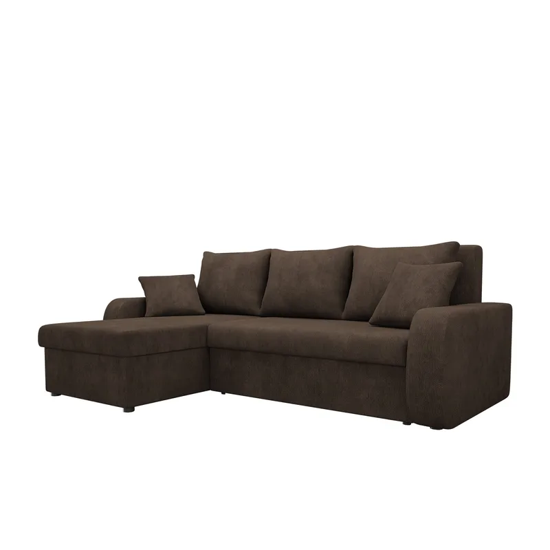 Alvared 3-sits Bäddsoffa divan vänster med förvaring, brun