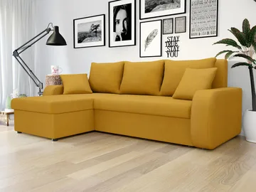 Alvared 3-sits Bäddsoffa divan vänster med förvaring - gul - Möbler - Soffa - Bäddsoffa - Hörnbäddsoffa