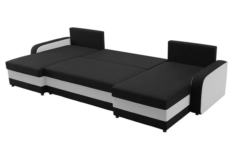 Alvared 4-sits Bäddsoffa med Dubbeldivan med Förvaring - Sammet/Grå/Svart - Möbler - Soffa - Bäddsoffa - Bäddsoffa divan