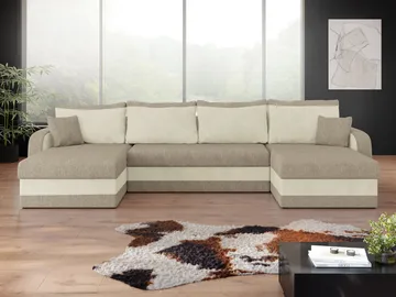Alvared U-formad 5-sits Bäddsoffa med förvaring - Beige / kräm - Möbler - Soffa - Bäddsoffa - Hörnbäddsoffa