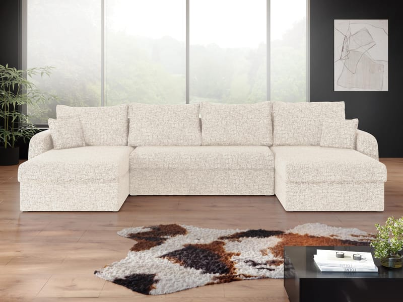 Alvared U-formad 5-sits Bäddsoffa med förvaring - Ljusbeige - Möbler - Soffa - Bäddsoffa - Hörnbäddsoffa