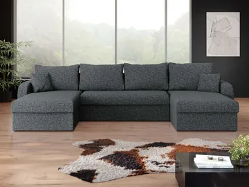 Alvared U-formad 5-sits Bäddsoffa med förvaring - Mörkgrå - Möbler - Soffa - Bäddsoffa - Hörnbäddsoffa