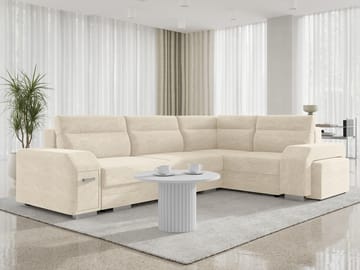 Alvares 4-sits Hörnbäddsoffa med förvaring - Beige - Möbler - Soffa - Bäddsoffa - Hörnbäddsoffa