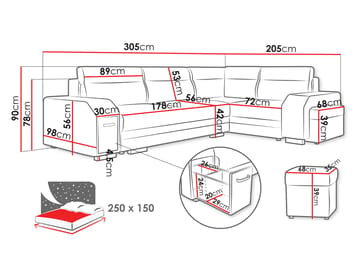 Alvares 4-sits Hörnbäddsoffa med förvaring - Beige - Möbler - Soffa - Bäddsoffa - Hörnbäddsoffa
