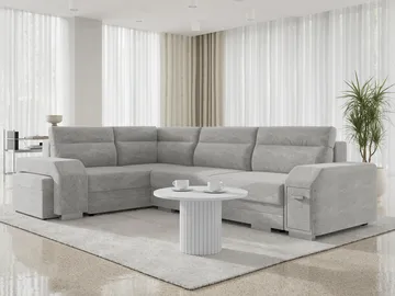 Alvares 4-sits Hörnbäddsoffa med förvaring - Grå - Möbler - Soffa - Bäddsoffa - Hörnbäddsoffa