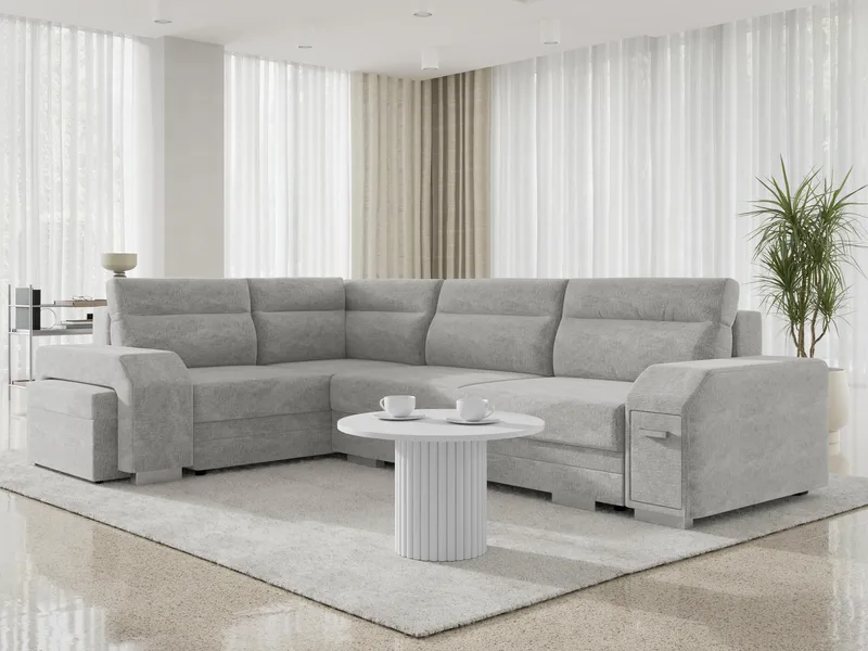 Alvares 4-sits Hörnbäddsoffa med förvaring - Grå - Möbler - Soffa - Bäddsoffa - Hörnbäddsoffa