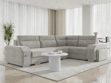 Alvares 4-sits Hörnbäddsoffa med förvaring - Grå - Möbler - Soffa - Bäddsoffa - Hörnbäddsoffa