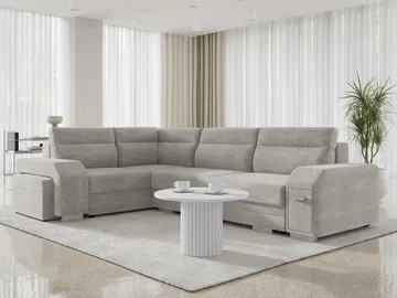 Alvares 4-sits Hörnbäddsoffa med förvaring - Grå - Möbler - Soffa - Bäddsoffa - Hörnbäddsoffa