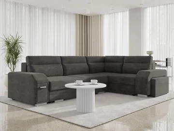 Alvares 4-sits Hörnbäddsoffa med förvaring - Grå - Möbler - Soffa - Bäddsoffa - Hörnbäddsoffa